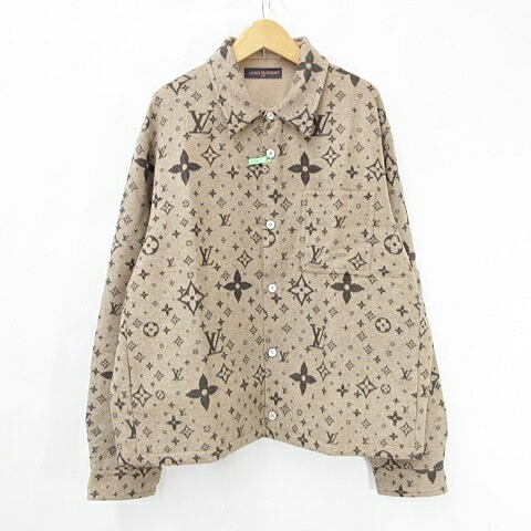 【中古】ルイヴィトン LOUIS VUITTON モノグラム ティーシャツ 大層らしいティーシャツ RM251MJ FRW HSB39W 25SS 総柄 羊毛 絹地 カシミール 馬鹿でかい大いさ 赤銅色 茶 60 メンズ 【ベクター 古着】 251225