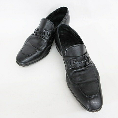 【中古】サルヴァトーレフェラガモ Salvatore Ferragamo ローファー 革靴 スリッポン ガンチーニ レザー ブラック 黒 7 3E メンズ 【ベクトル 古着】 260108 7,777円