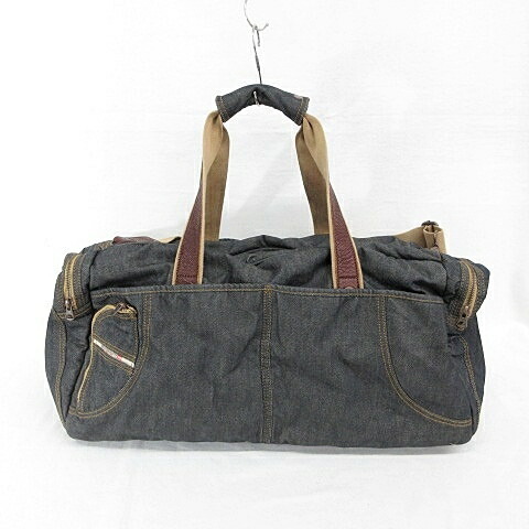 【中古】ディーゼル DIESEL 御徒面子 ボストンバッグ ショルダーバッグ 2WAY ジーンズ なめし革 インディゴ 青 赤銅色 茶  メンズ レディース 【ベクター 古着】 260317