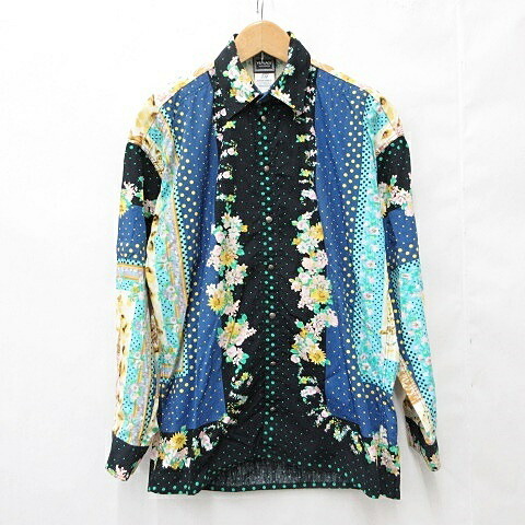 【中古】ヴェルサーチジーンズ VERSACE JEANS COUTURE プルオーバー 心地よいプルオーバー 長袖 総柄 メデューサ 猫 綿織物 マルチ色合い Ｍ ☆AA★ メンズ 【ベクター 古着】 260414