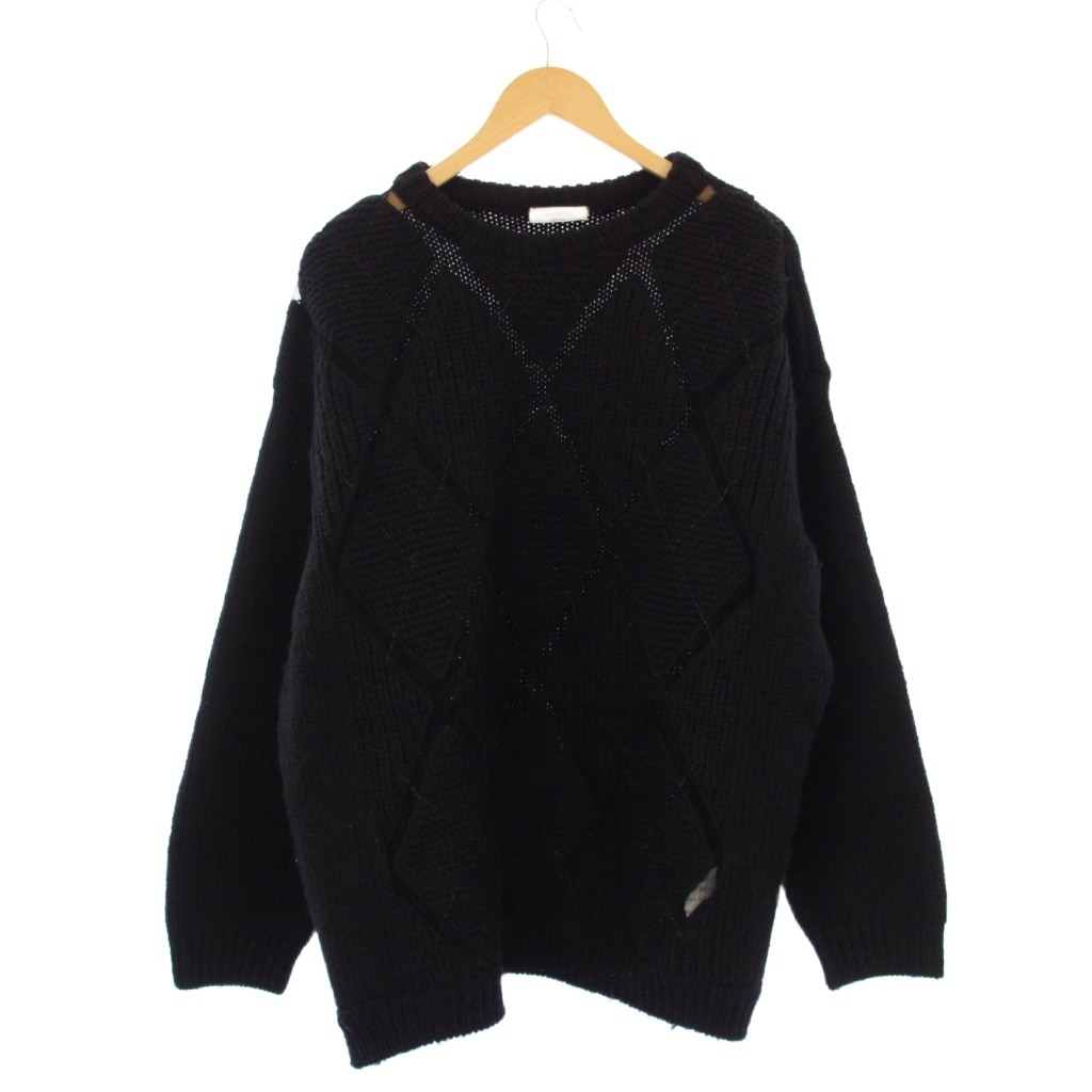 【中古】ヴァレンティノ ヴァレンチノ  VALENTINO 編み物 プルオーバー 長袖 メッシュ うつり変わり XL 黒 WV0KC17G7TN /KH メンズ 【ベクター 古着】 260108