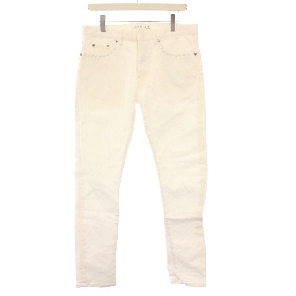 【中古】ヴァレンティノ ヴァレンチノ VALENTINO デニムパンツ ジーンズ スタッズ 32 白 RV3DES6JERF /KH メンズ 【ベクトル 古着】 251230