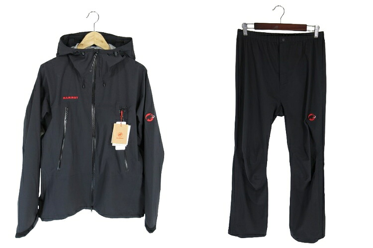 【中古】未当て嵌める品 マムート MAMMUT 105283 アウター ウィンドブレーカー 雨水 お召しもの 上下仕掛ける セットアップ アウトドア 上衣 ロング ズボン下 ロゴタイプ ワンポイント 刺しゅう 黒いこと 大きさM ☆AA★ QQQ メンズ 【ベクター 古着】 260516