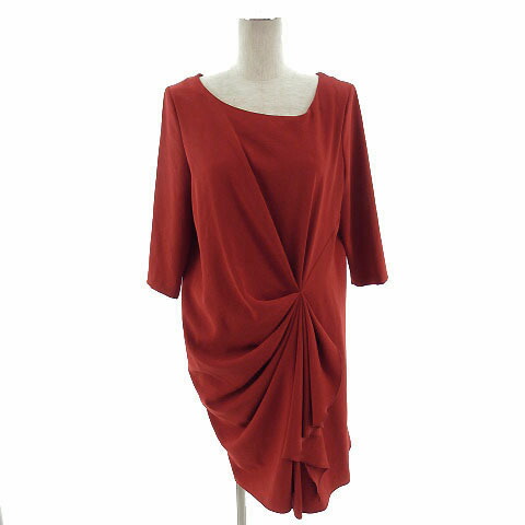 レディースファッション ワンピース 爆買い ダイアグラム 中古 未使用品 グレースコンチネンタル ベクトルプレミアム店 0802 古着 ベクトル レディース 36 赤茶 赤系 系 レッド 七分袖 ドレープ ひざ丈 ドレス ワンピース Continental Grace Diagram