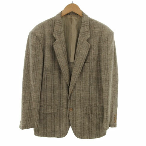 【中古】イッセイミヤケメン ISSEY MIYAKE MEN ジャケット テーラードカラー シングル 2B シルク混 総柄 ベージュ ブラウン 茶 M メンズ 【ベクトル 古着】 230306|ブランド古着の買取販売ベクトル