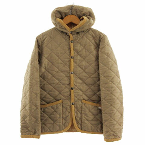 ■スモックショップ THE SMOCK SHOP *ファーフード付きキルティングコート*S裏フリース中わたグレーベージュ羽織レディース1118【81K81】 The Smock Shop スモックショップ《即日発送》2