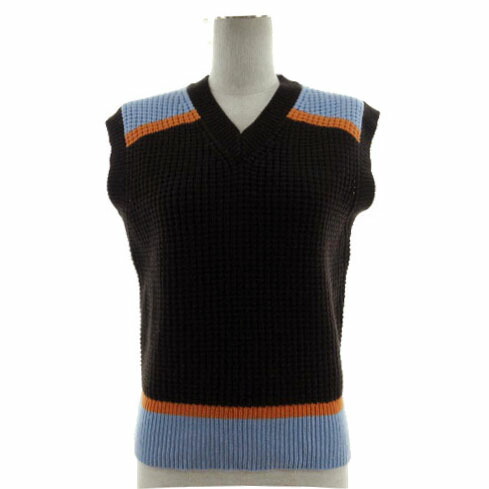 MARNI ブラック Vネック ベスト 46 MARNI（マルニ）ハイゲージコットンクラッシュVネックニット