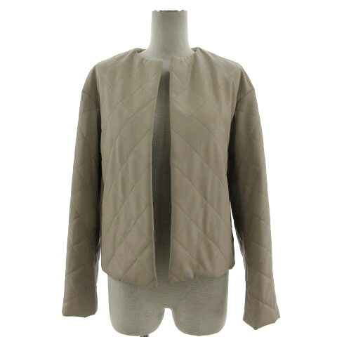 【中古】ベイジ BEIGE 上衣 否色つや フェイクレザー キルティング 中綿入り口・入口 羽織り グレージュ 4 レディース 【ベクター 古着】 240325