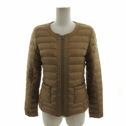 【中古】未当て嵌める品 ジョット JOTT 落ち込む上衣 DOUDA ポケッタブル 否色つや ロゴタイプ紋章 ジップアップ 軽さ 落ち込む90％ 赤銅色 駱駝 S レディース 【ベクター 古着】 241017