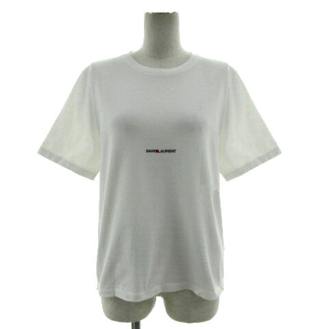 【中古】サンローラン 光の都市 SAINT LAURENT PARIS Ｔシャツ 460876 YB2DQ 9000 CREW NECK TSHIRT BLANC ロゴタイプ刷り上げる 半袖 イタリア製 綿織物 白いこと 白 XS レディース 【ベクター 古着】 250825 レディースファッション-Tシャツ・カットソー-トップス