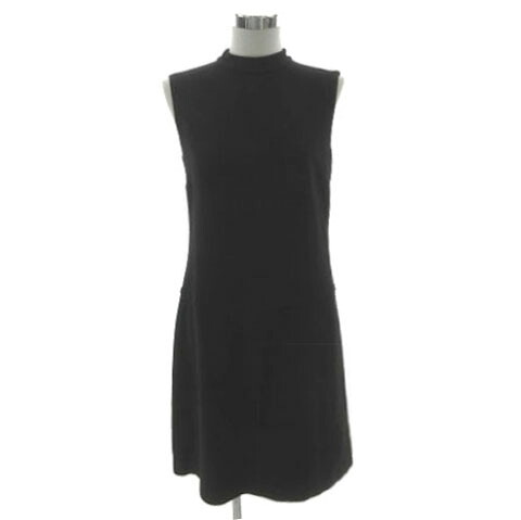 【中古】マックスマーラ MAX MARA ワンピース モックネック ノースリーブ ミディ丈 イタリア製 シンプル 無地 ウール混 ブラック 黒 I42 レディース 【ベクトル 古着】 250408