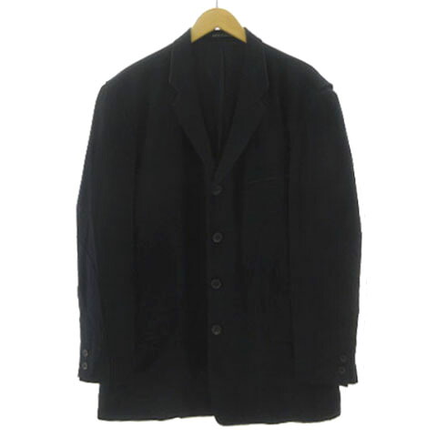 【中古】ヨウジヤマモトプールオム YOHJI YAMAMOTO POUR HOMME ジャケット HP-J35-171 93年AW パイピング テーラードカラー ウール ネイビー 紺 S メンズ 【ベクトル 古着】 250510