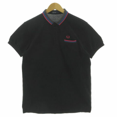 【中古】フレッドペリー FRED PERRY チップライン クレリック ポケットポロシャツ F1143 ロゴ刺繍 半袖 コットン混 ブラック 黒 グレー ピンク ブルー 青 L メンズ 【ベクトル 古着】 250929