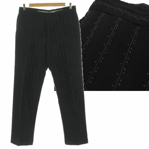 【中古】ヴェルサーチクラシック ヴェルサーチェ VERSACE CLASSIC ズボン下 スラックス 羊毛混 柄縞模様 黒いこと 黒 薄墨色 52 メンズ 【ベクター 古着】 251008