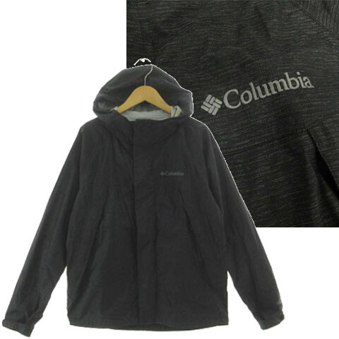 【中古】コロンビア Columbia ワバシュ ジャケットPM5990 オムニテック OMNI-TECH ロゴ刺繍 ダブルジップ リップストップ 総柄 ブラック 黒 ホワイト 白 M メンズ 【ベクトル 古着】 260211