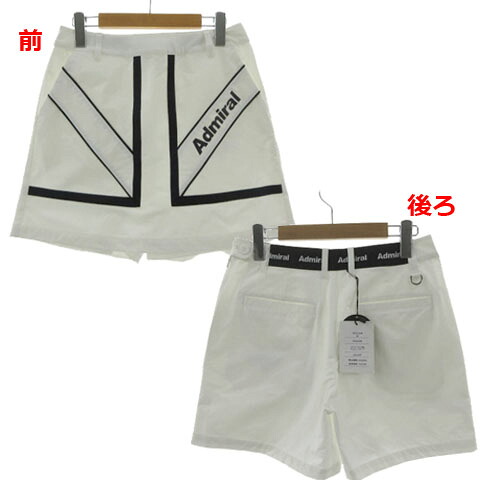 【中古】未使用品 アドミラル Admiral UJロゴ パネル切替キュロットスカート ADLA358 パンツスカート 撥水加工 ストレッチ ウエストゴム ホワイト 白 ネイビー 紺 M レディース 【ベクトル 古着】 260313