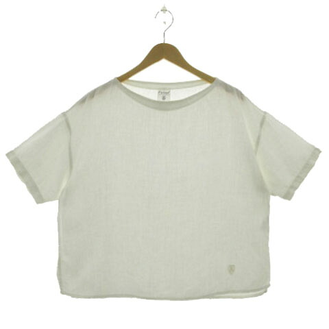 【中古】オーチバル ORCIVAL オーシバル ボートネック ショートスリーブ プルオーバー BOAT NECK P.O S/S 半袖 Tシャツ RC-3708YLM ロゴ刺繍 裾スリット リネン100％ オフ白 1 レディース 【ベクトル 古着】 260707｜ブランド古着の買取販売ベクトル