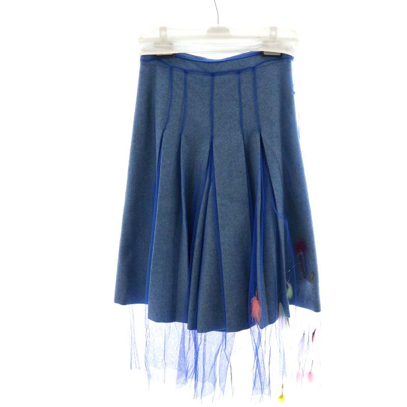 【中古】未使用品 メゾンマルジェラ Maison Margiela 22SS 白タグ キュロット ワイドパンツ チュール シアー 38 S 青 ブルー S31MA0351 /AN39 ■GY33 レディース 【ベクトル 古着】 240301