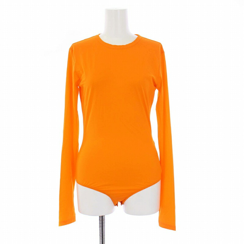 【中古】未当て嵌める品 エムエムシックス メゾンマルジェラ MM6 Maison Margiela Stretch Jersey Bodysuit 上半身背広 カットソー 長袖 S オレンジ色 S52NA0044 /KH ■GY33 レディース 【ベクター 古着】 240304