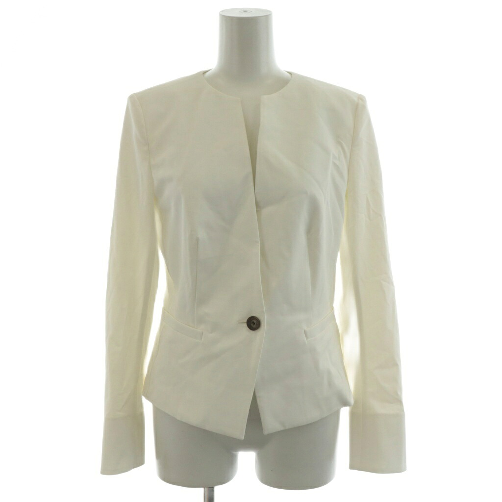 【中古】未使用品 エポカ EPOCA 2020SS 24 TWENTY FOUR JACKET Cool ノーカラージャケット シングル 40 白 ホワイト M5E15-360-01 /AN62 レディース 【ベクトル 古着】 251024