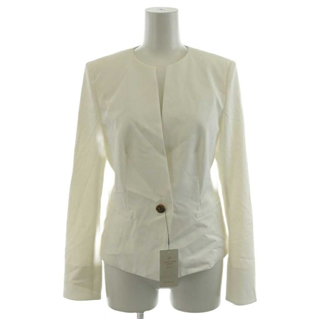 【中古】未使用品 エポカ EPOCA 2020SS 24 TWENTY FOUR JACKET Cool ノーカラージャケット シングル 40 白 ホワイト M5E15-360-01 /AN56 レディース 【ベクトル 古着】 251024｜ブランド古着の買取販売ベクトル