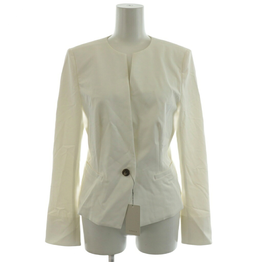 【中古】未使用品 エポカ EPOCA 2020SS 24 TWENTY FOUR JACKET Cool ノーカラージャケット シングル 40 白 ホワイト M5E15-360-01 /AN58 レディース 【ベクトル 古着】 251024