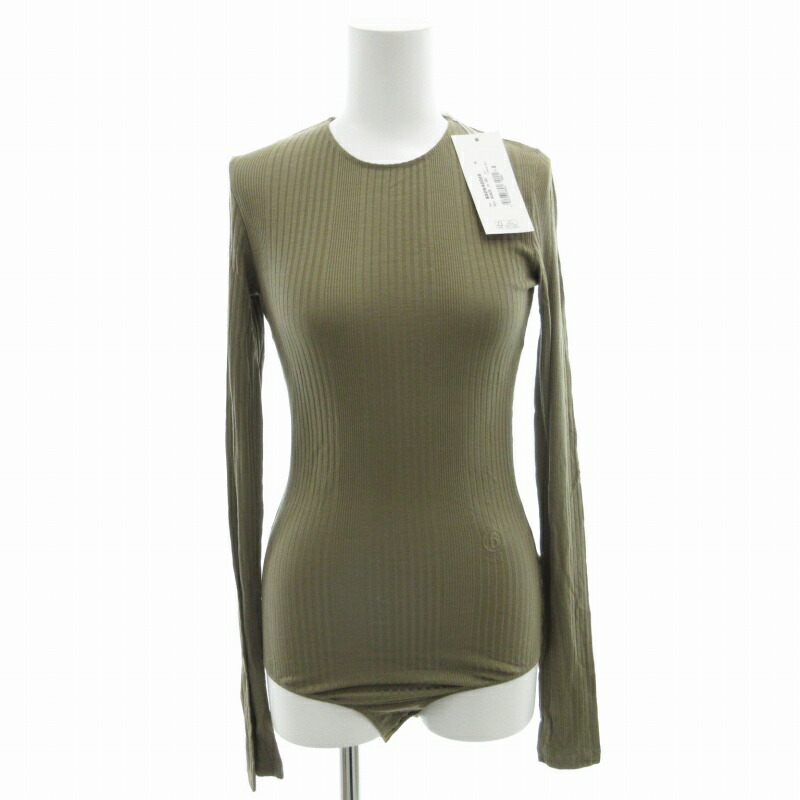 【中古】未使用品 エムエムシックス メゾンマルジェラ MM6 Maison Margiela ボディースーツ カットソー 長袖 ロゴ刺繍 S 茶 ブラウン S52NA0045 /FF2 0928 ■GY33 ●TZ レディース 【ベクトル 古着】 240928