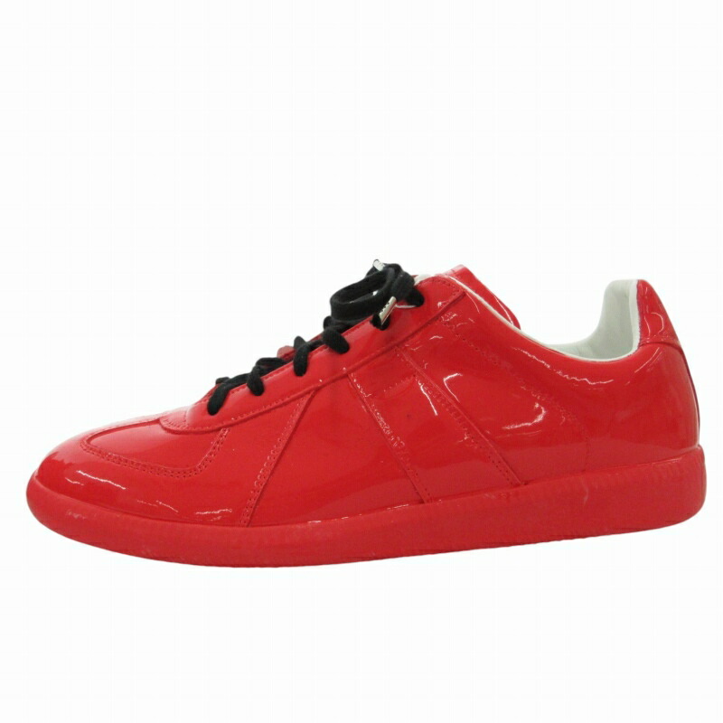 【中古】未使用品 メゾンマルジェラ 22 Maison Margiela 22 ジャーマントレーナー スニーカー ローカット エナメル 41 26cm 赤 レッド S37WS0582 /FF2 1009 ■GY33 ●TZ メンズ 【ベクトル 古着】 241012
