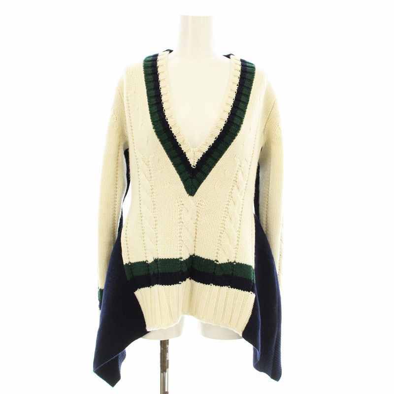 サカイ sacai ウール ケーブル網み フリンジニット セーター 長袖 サカイ sacai ケーブル編みニットドッキングシャツ - メルカリ