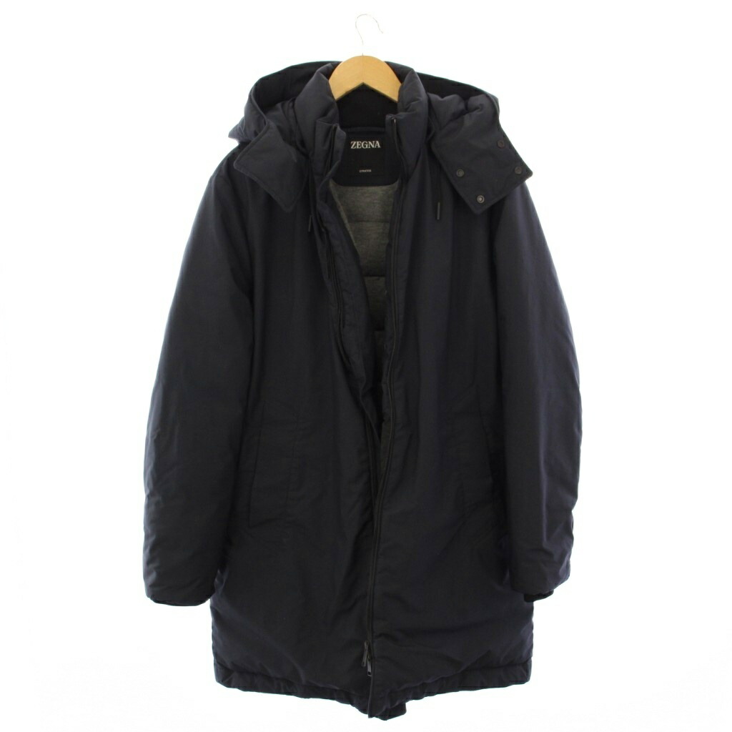 【中古】ゼニア Zegna Stratos Technical  落ち込む厚地の外套 真っただ中丈 フーディ 48 紺 /KH ■BM  【ベクター 古着】 260211 コート・ジャケット-メンズファッション
