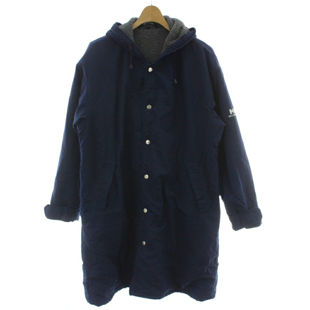 【中古】ヘリーハンセン HELLY HANSEN ベンチコート S 紺 ネイビー フード付き 長そで スナップボタン HOU7873 /GG ■NI メンズ 【ベクトル 古着】 260325