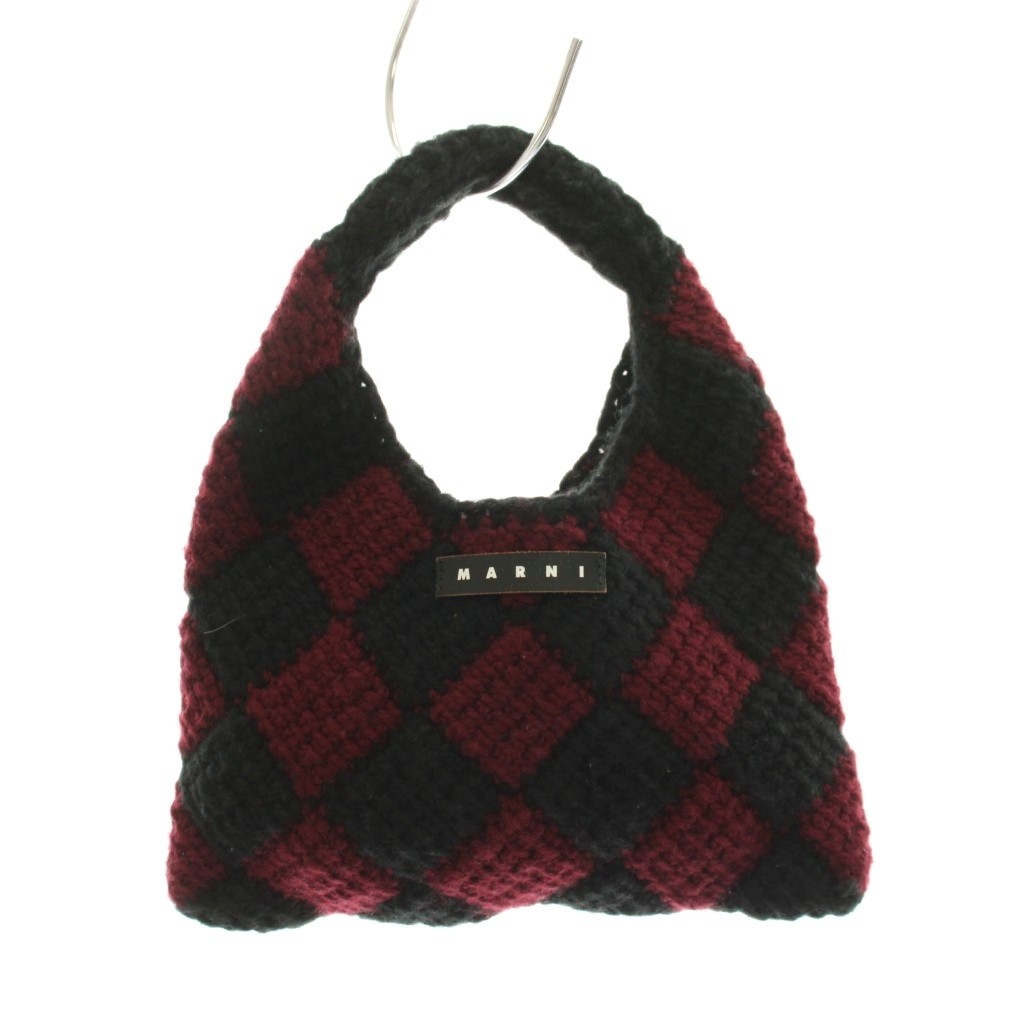 【中古】マルニ MARNI ハンドバック 金剛石 クロシェ編み 編み物 黒 ボルドーワイン /YM ■MU キッズ 【ベクター 古着】 260410