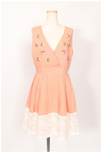 中古 チェスティ Chesty 壱切身 ひざ丈 否衣手 カシュクール スピード競技 ビジューデザイン 0 石竹色 Fy0408 レディース ベクトル 古着 中古 チェスティ Chesty ワンピース ひざ丈 ノースリーブ カシュクール レース ビジュー装飾 0 ピンク Fy0408 レディース