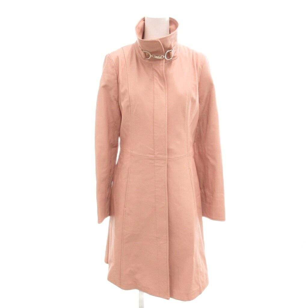 【中古】ジャンルイシェレル JEAN-LOUIS SCHERRER 美品 レザーコート ミドル丈 無地 スタンドカラー カジュアル M ピンク /MG ■ECF003 レディース 【ベクトル 古着】 260306|ブランド古着の買取販売ベクトル