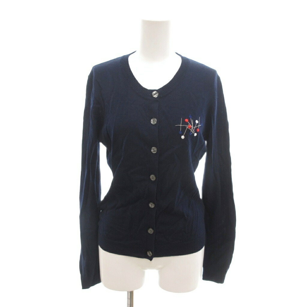 【中古】ジャンポールゴルチエ Jean Paul GAULTIER 美品 カーディガン ニット 刺繍 ウール 38 紺 ネイビー /SJ ■ECG003 レディース 【ベクトル 古着】 260317