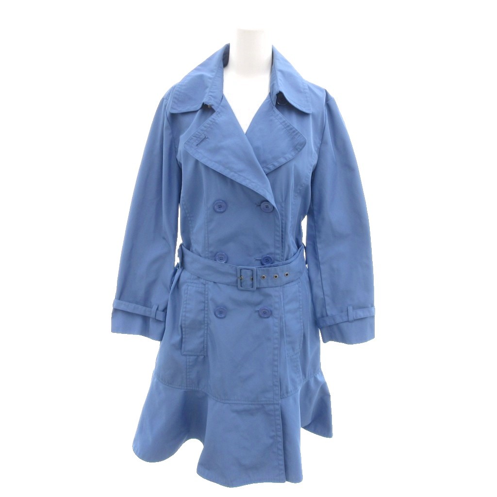 【中古】マックス\u0026コー MAX\u0026CO. 美品 トレンチコート 42 青 青み フラウンス裾 酉の方角胴締め 真っただ中二分の一丈 /SJ ■ECG003 レディース 【ベクター 古着】 260326