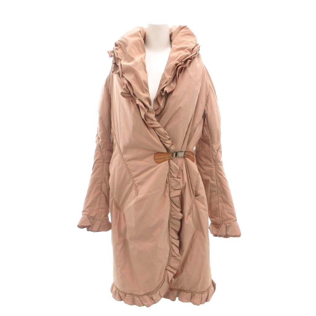 【中古】エルマノシェルビーノ ERMANNO SCERVINO ダウンコート 42 ピンク フリル ラップデザイン ミドルハーフ丈 /SJ ■ECG003 レディース 【ベクトル 古着】 260324