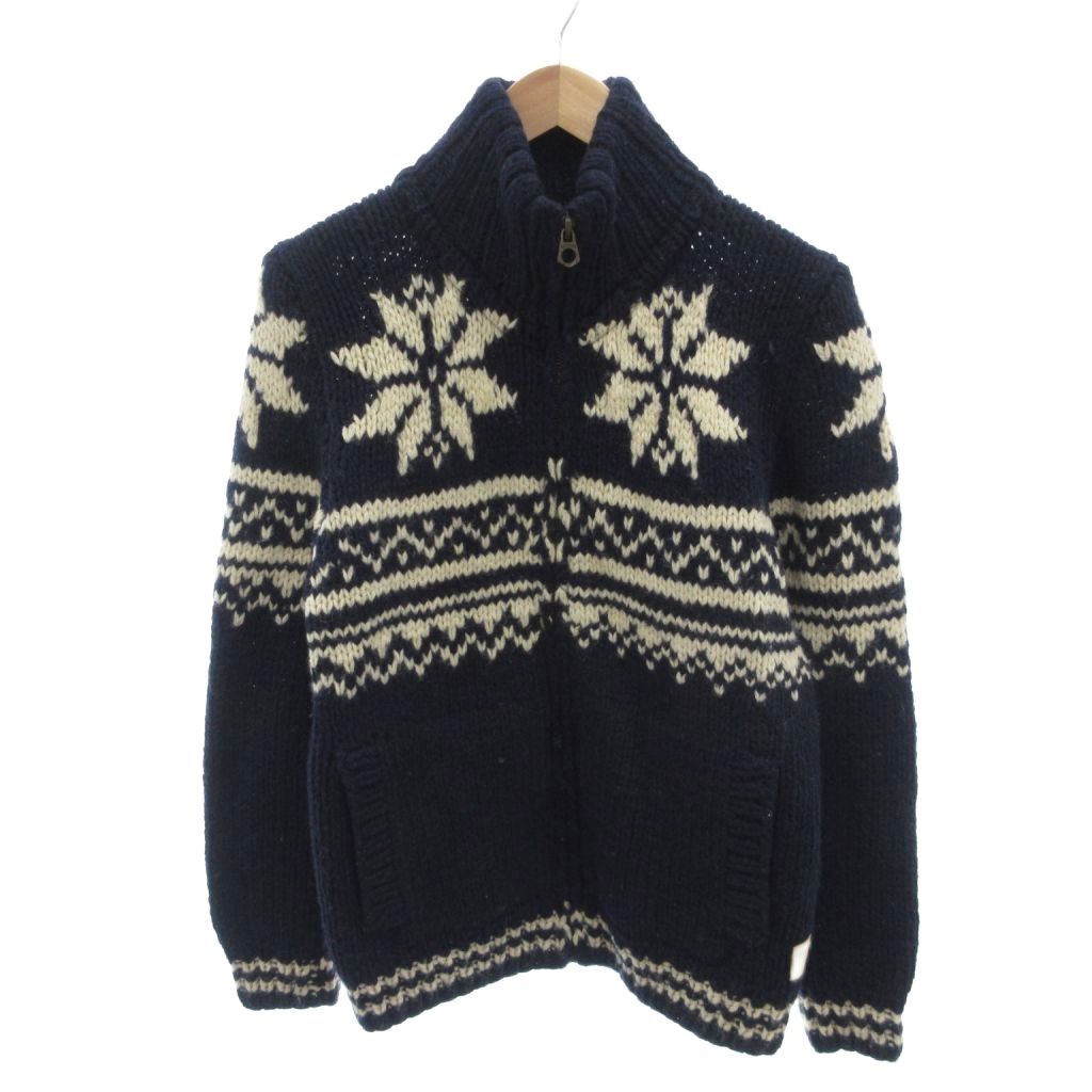 【中古】スコッチ&ソーダ SCOTCH & SODA ニットジャケット カウチン ジップアップ S 紺 ネイビー 白 ホワイト /YJ ■ECG003 メンズ 【ベクトル 古着】 260323