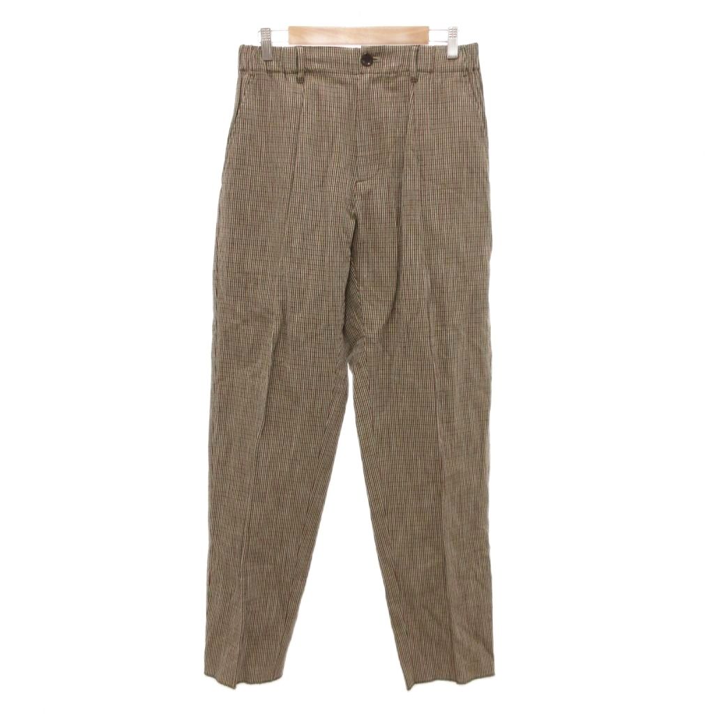 【中古】ラ ファーヴォラ LA FAVOLA 美品 パンツ スラックス チェック柄 2 緑 グリーン 赤 レッド /JS ■ECG003 メンズ 【ベクトル 古着】 260317