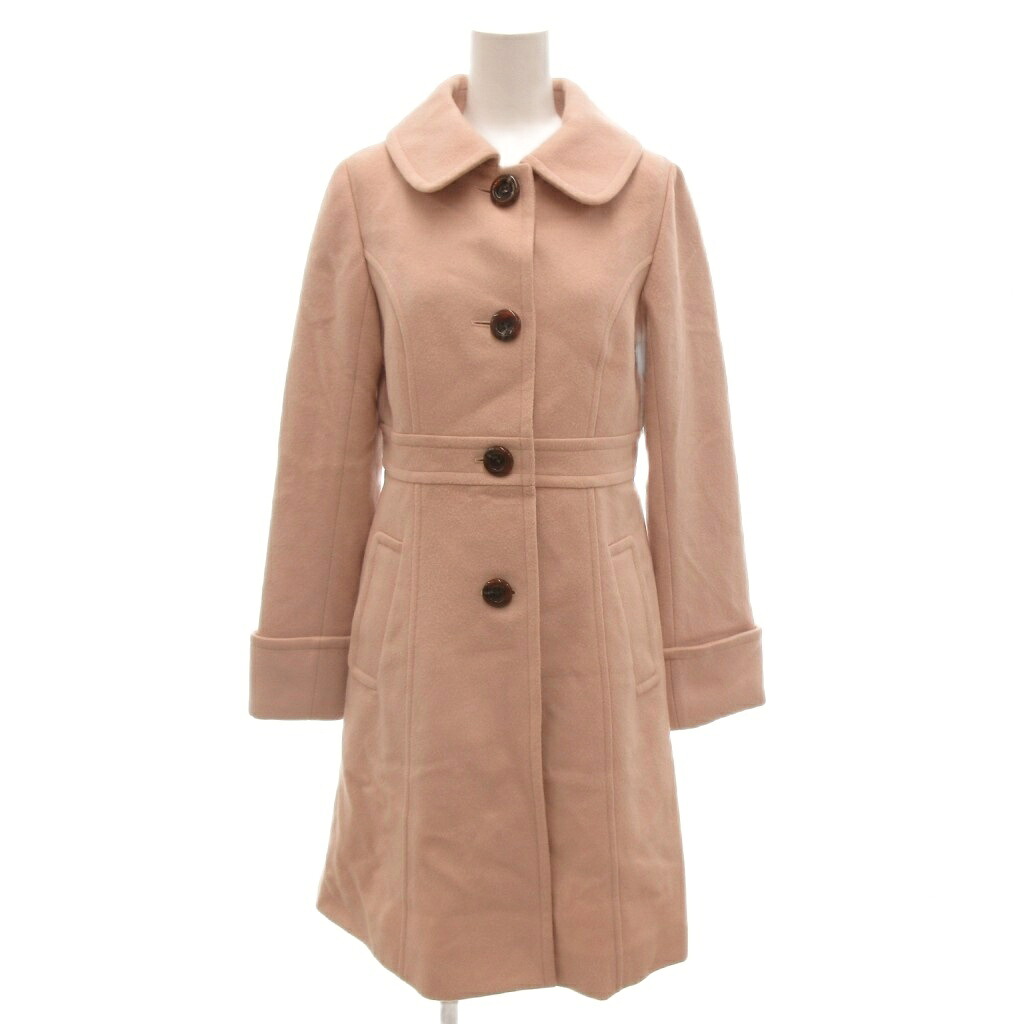 【中古】ブルーレーベルクレストブリッジ BLUE LABEL CRESTBRIDGE 美品 厚地の外套 二分の一丈 羊毛 36 読み合わせる柄 丸襟 隠し付き添い人 うつり変わり サクラ色 /KB ■ECG005 レディース 【ベクター 古着】 260527