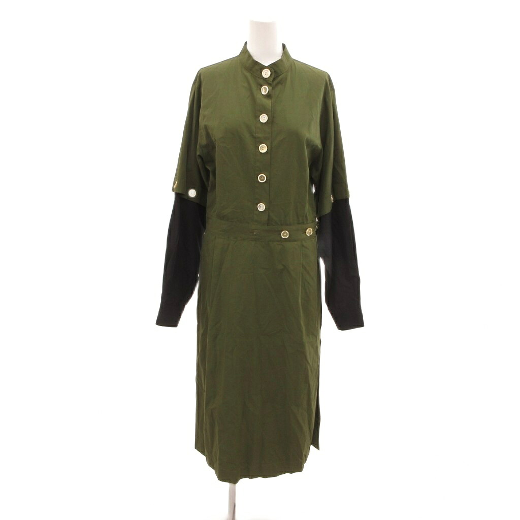 【中古】マルニ MARNI シャツ切替ワンピース 40 緑 グリーン スタンドカラー ロング丈 長袖 /IL ■ECG005 レディース 【ベクトル 古着】 260525｜ブランド古着の買取販売ベクトル