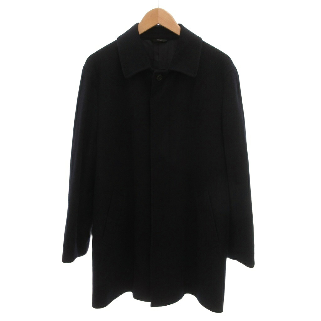 【中古】キンロックアンダーソン Kinloch Anderson 美品 ステンカラーコート カシミヤ M 比翼ボタンミドル丈 無地 紺 ネイビー /YF ■ECG006 メンズ 【ベクトル 古着】 260605｜ブランド古着の買取販売ベクトル