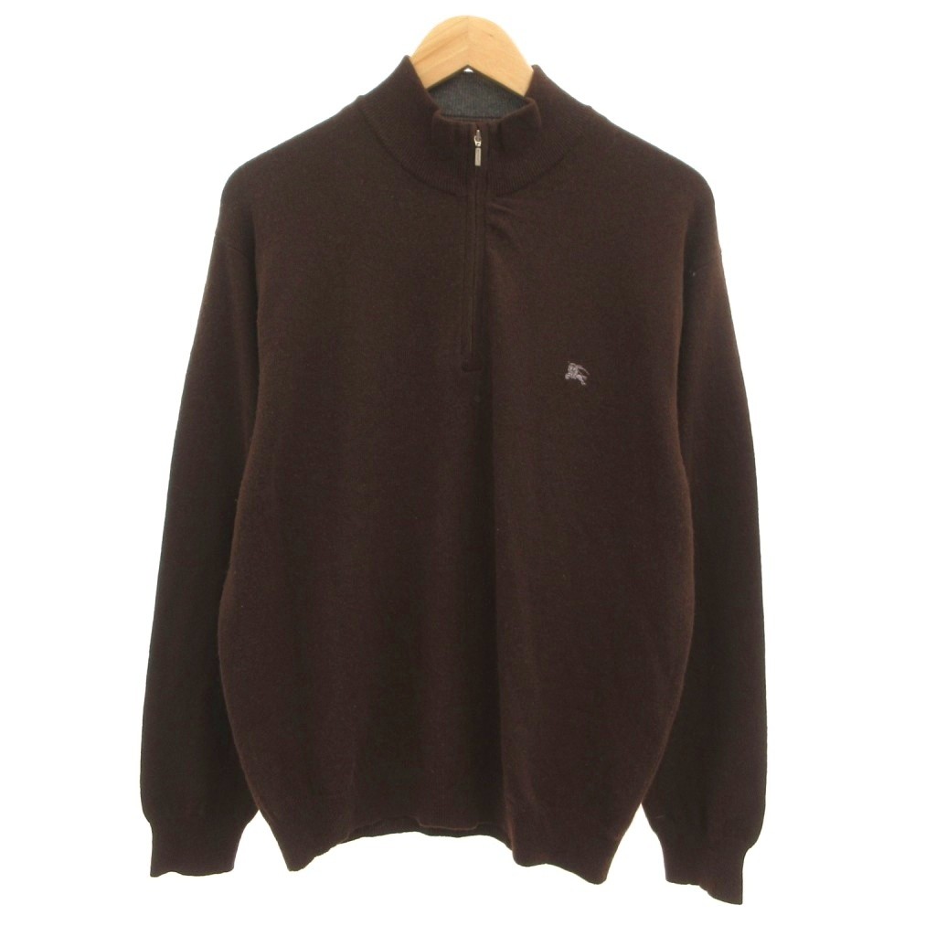 【中古】バーバリー ロンドン BURBERRY LONDON ハーフジップニット セーター カシミヤ 長袖 ロゴ刺繍 LL 茶 ブラウン /JS ■ECG007 メンズ 【ベクトル 古着】 260712|ブランド古着の買取販売ベクトル
