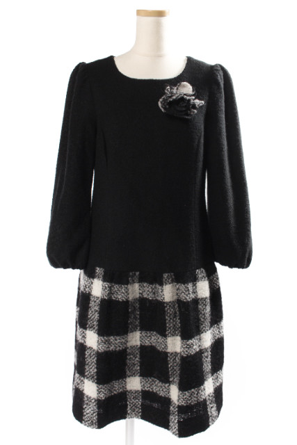 中古 エムズグレイシー M S Gracy 一一片 ひざ丈 長袖 ウール混 36 ごまの蠅 墨ぞめ Tk0513 レディース ベクトル 古着 中古 エムズグレイシー M S Gracy ワンピース ひざ丈 長袖 ウール混 36 黒 ブラック Tk0513 レディース ベクトル