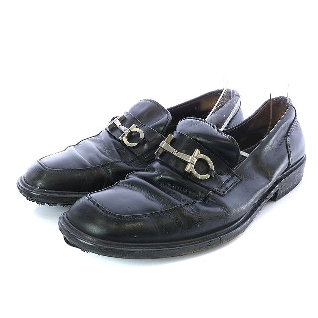 【中古】サルヴァトーレフェラガモ Salvatore Ferragamo ガンチーニ ローファー シューズ レザー ヒール 7 25cm 黒 ブラック /HZ38 ■GY06 メンズ 【ベクトル 古着】 220727|ブランド古着の買取販売ベクトル