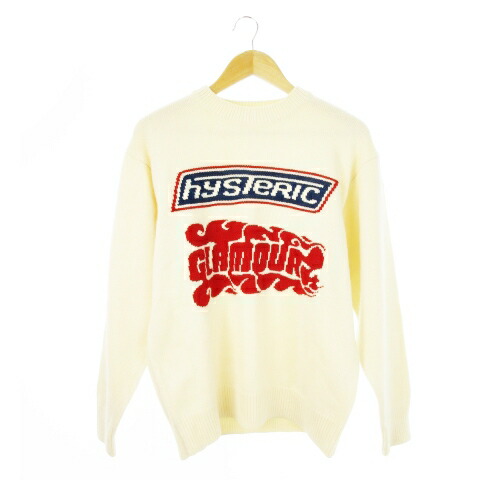 【中古】ヒステリックグラマー HYSTERIC GLAMOUR 1984ワッペンクルーネックセーター ニット セーター 長袖 F アイボリー /AT ■OS レディース 【ベクトル 古着】 250818