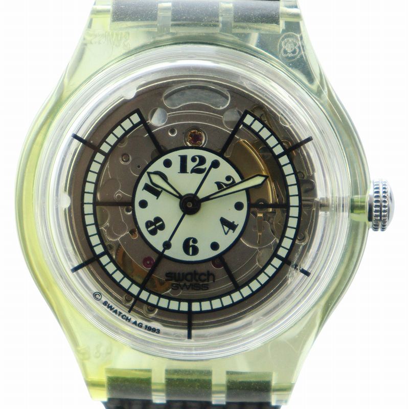 希少 スウォッチ automatic 自動巻き スケルトン 蛇腹ベルト 腕時計 swatch - swatch スウォッチ スケルトン 蛇腹ゴールドベルト