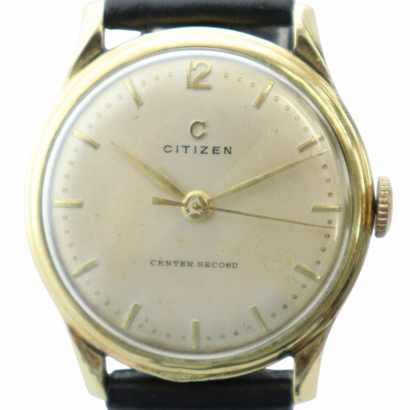 CITIZEN デラックス 18石手巻き men's腕時計 シチズン デラックス 18金無垢（18KYG）変わり文字盤 超希少