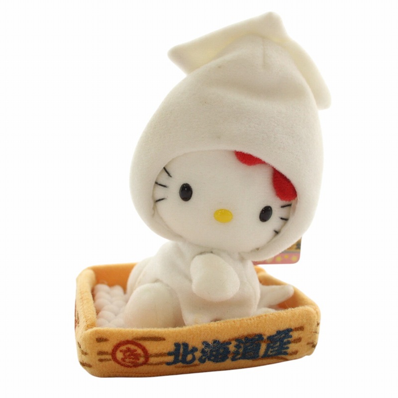 美品　希少　北海道限定　Hello kittyマリモぬいぐるみ 北海道限定 ハローキティ マリモ ぬいぐるみ ボールチェーン付き