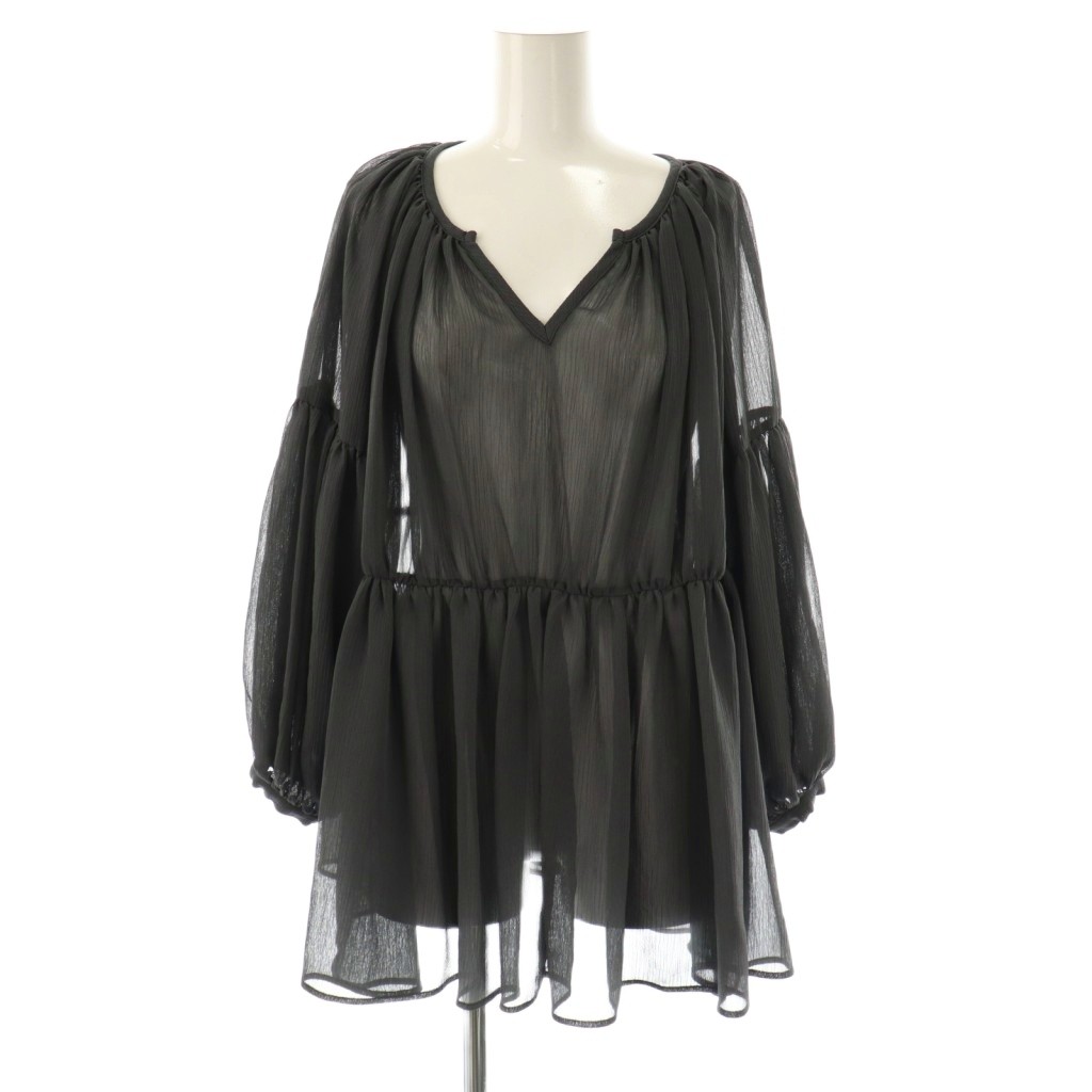 【中古】アメリヴィンテージ Ameri VINTAGE 20SS ブラウス シアー ギャザー 長袖 チャコールグレー /DO ■GY12 レディース 【ベクトル 古着】 250828